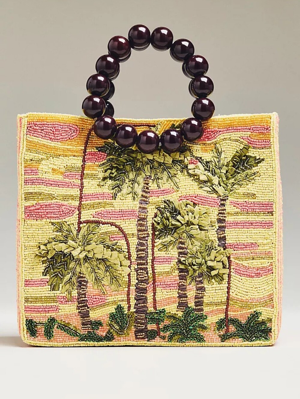 Anthro Wood Bead Bracelet Beaded Bag
